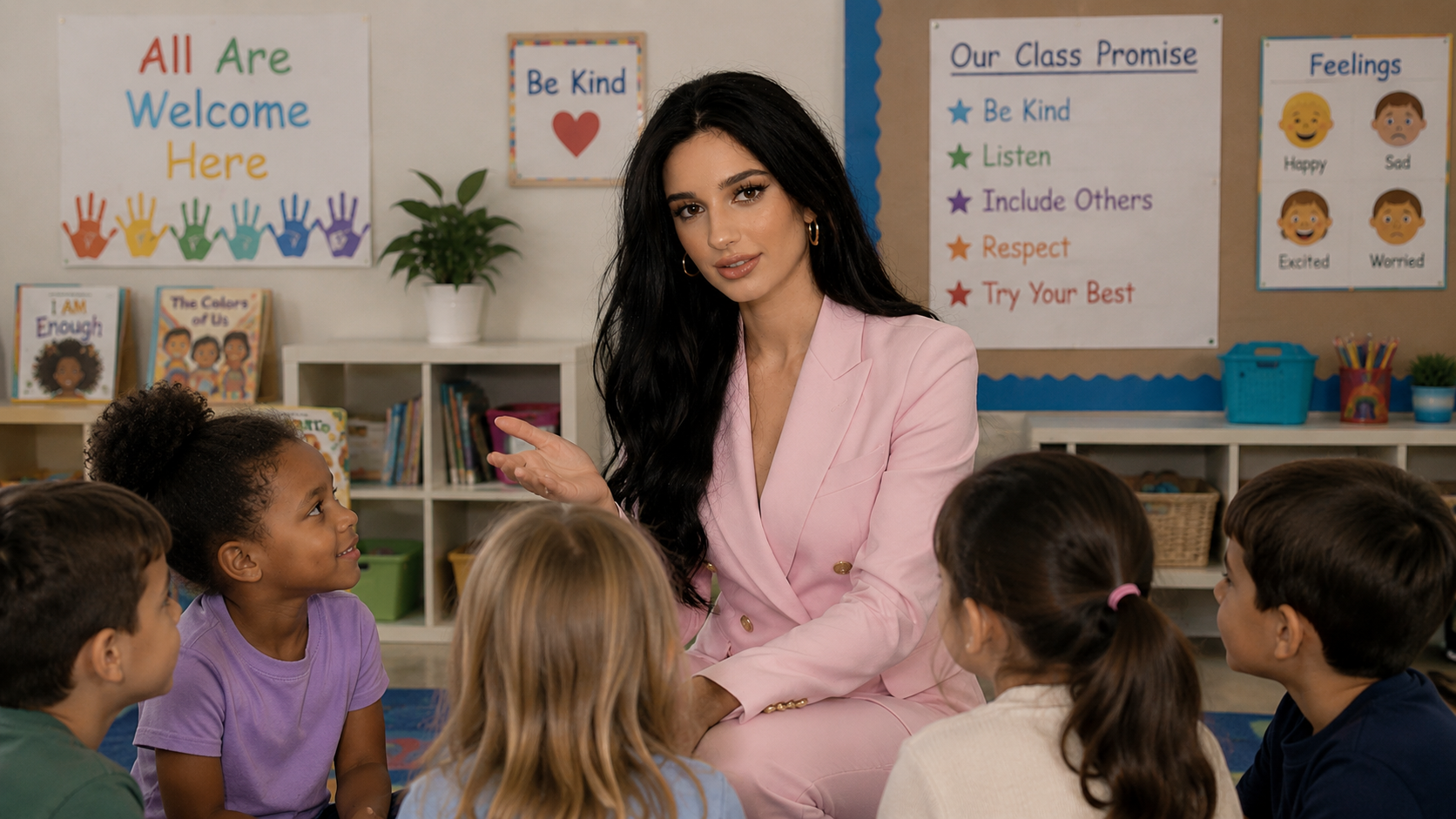 Yasmin Atwal in a classroom championing inclusivity.